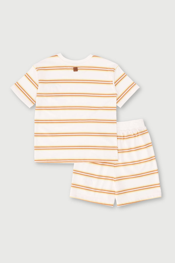Keedo Boys Tee & Short Stripe Set - White
