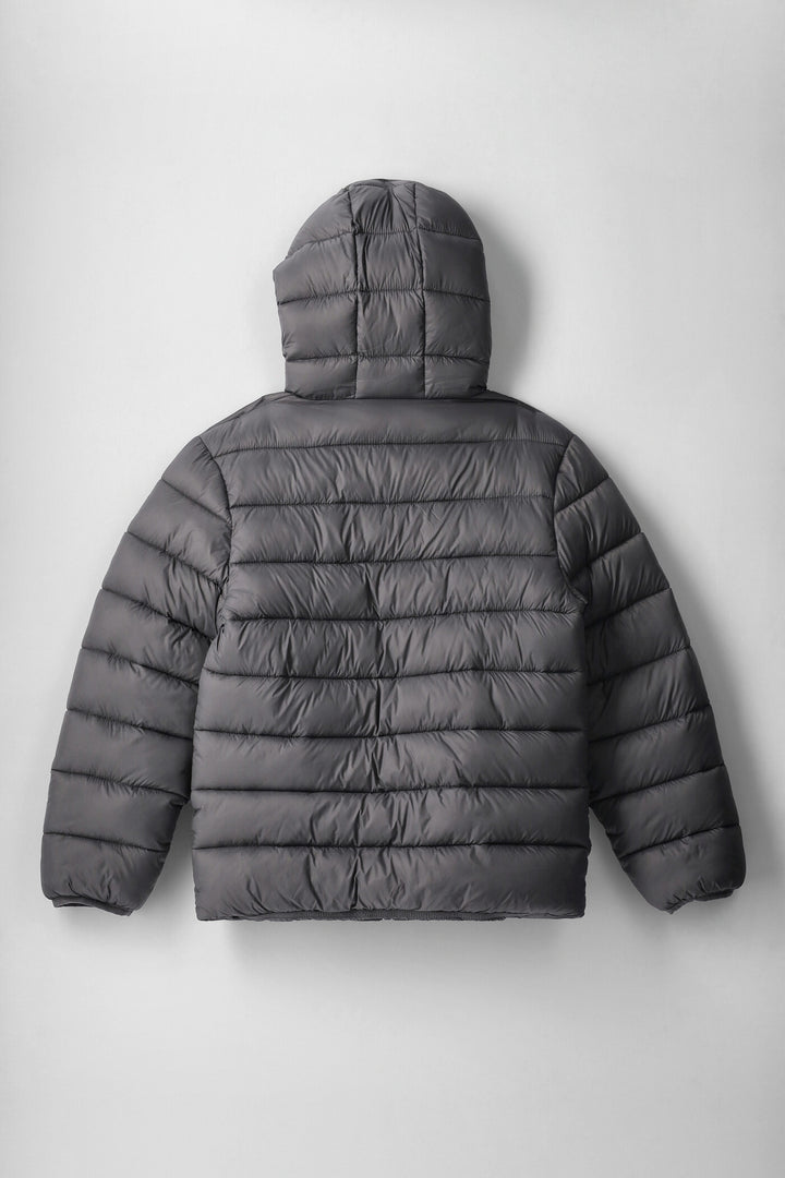 Boys Charcoal Puffer Jacket - Charcoal