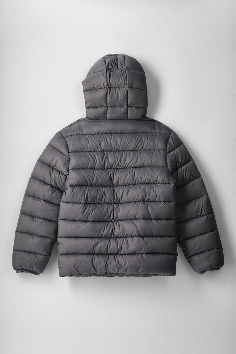 Boys Charcoal Puffer Jacket - Charcoal
