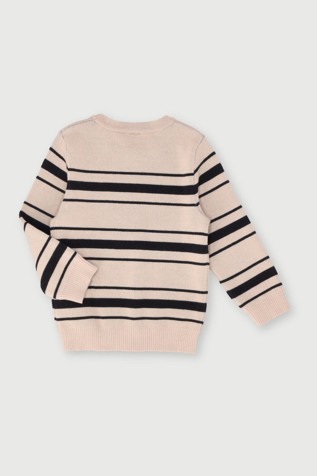 Pre-Boys Stripe Jaquard Knit Sweater - Stone/Black