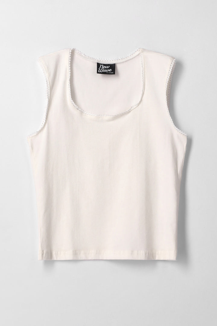 Girls Lace Trim Fashion Vest - White