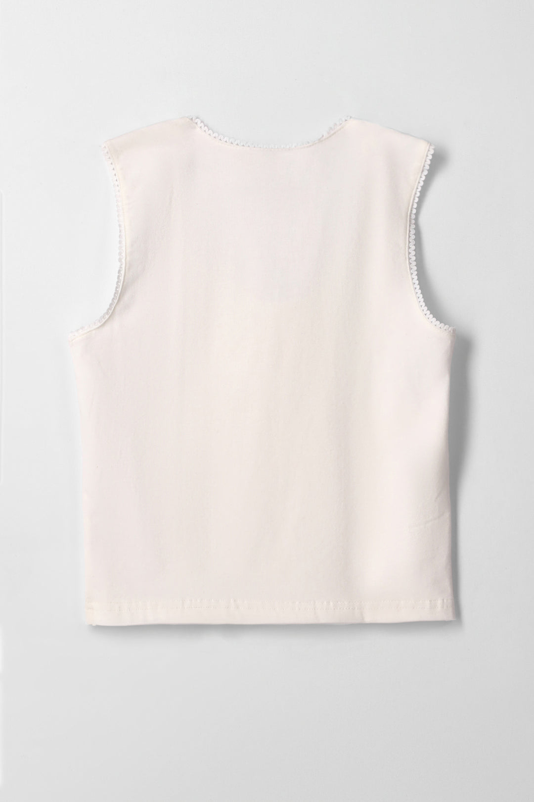 Girls Lace Trim Fashion Vest - White