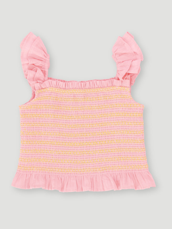 Pre-Girls Ruched Detail Top - Coral