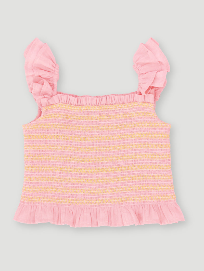 Pre-Girls Ruched Detail Top - Coral