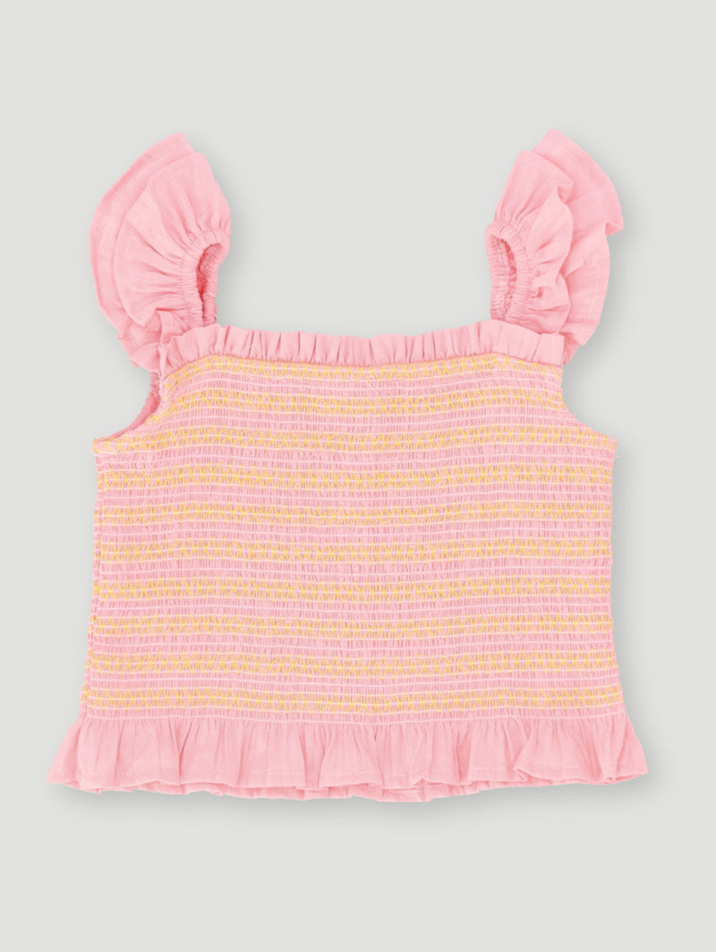Pre-Girls Ruched Detail Top - Coral