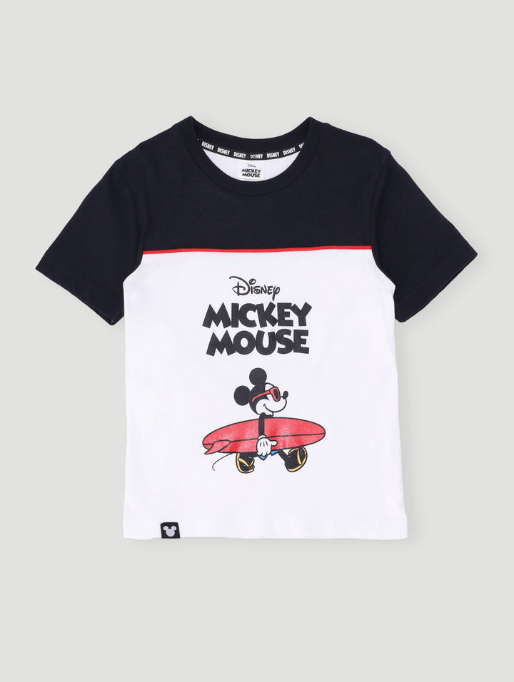 Pre- Boys Short Sleeve Mickey Gel Piped Tee - Black/Red