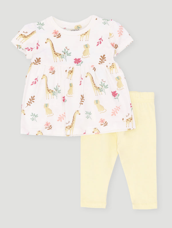Keedo Baby Girls Safari Top & Legging Set - Lemon