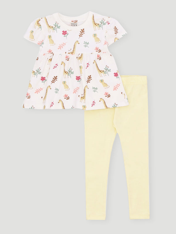 Keedo Girls Safari Tee & Legging Set - Lemon
