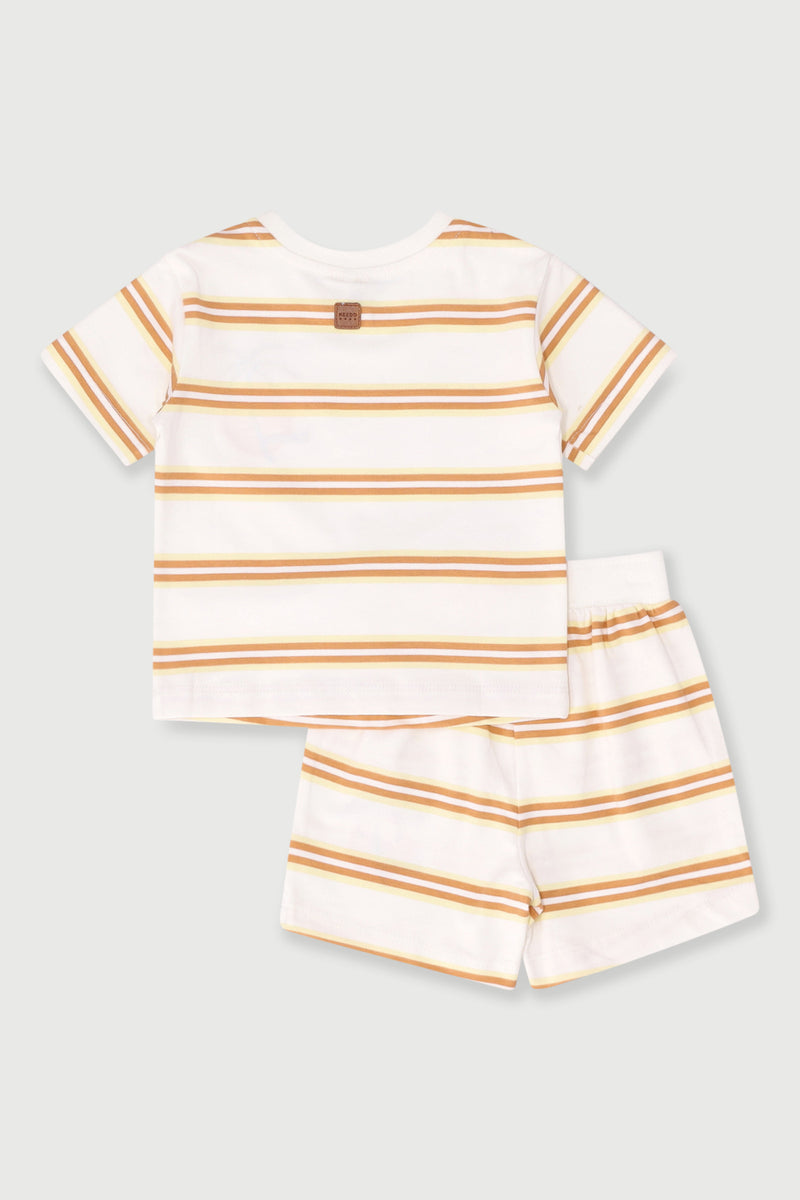 Keedo Baby Boys Tee & Short Stripe Set - Stone