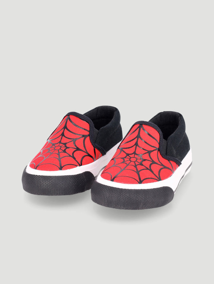 Pre-Boys Web Print Slip On Sneaker - Black/Red