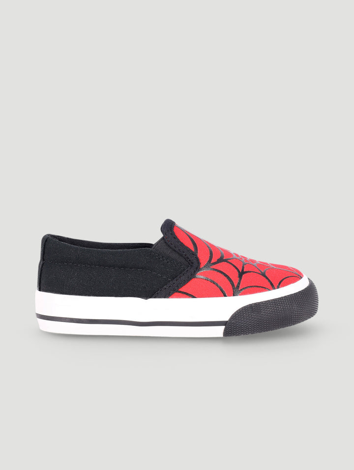 Pre-Boys Web Print Slip On Sneaker - Black/Red