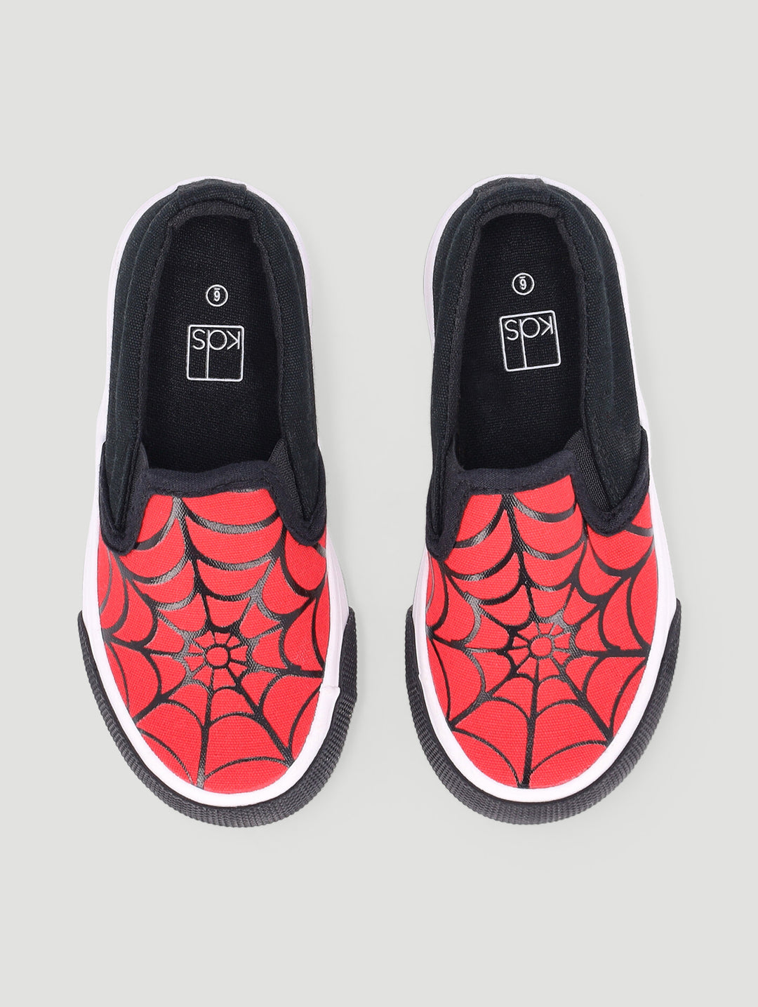 Pre-Boys Web Print Slip On Sneaker - Black/Red