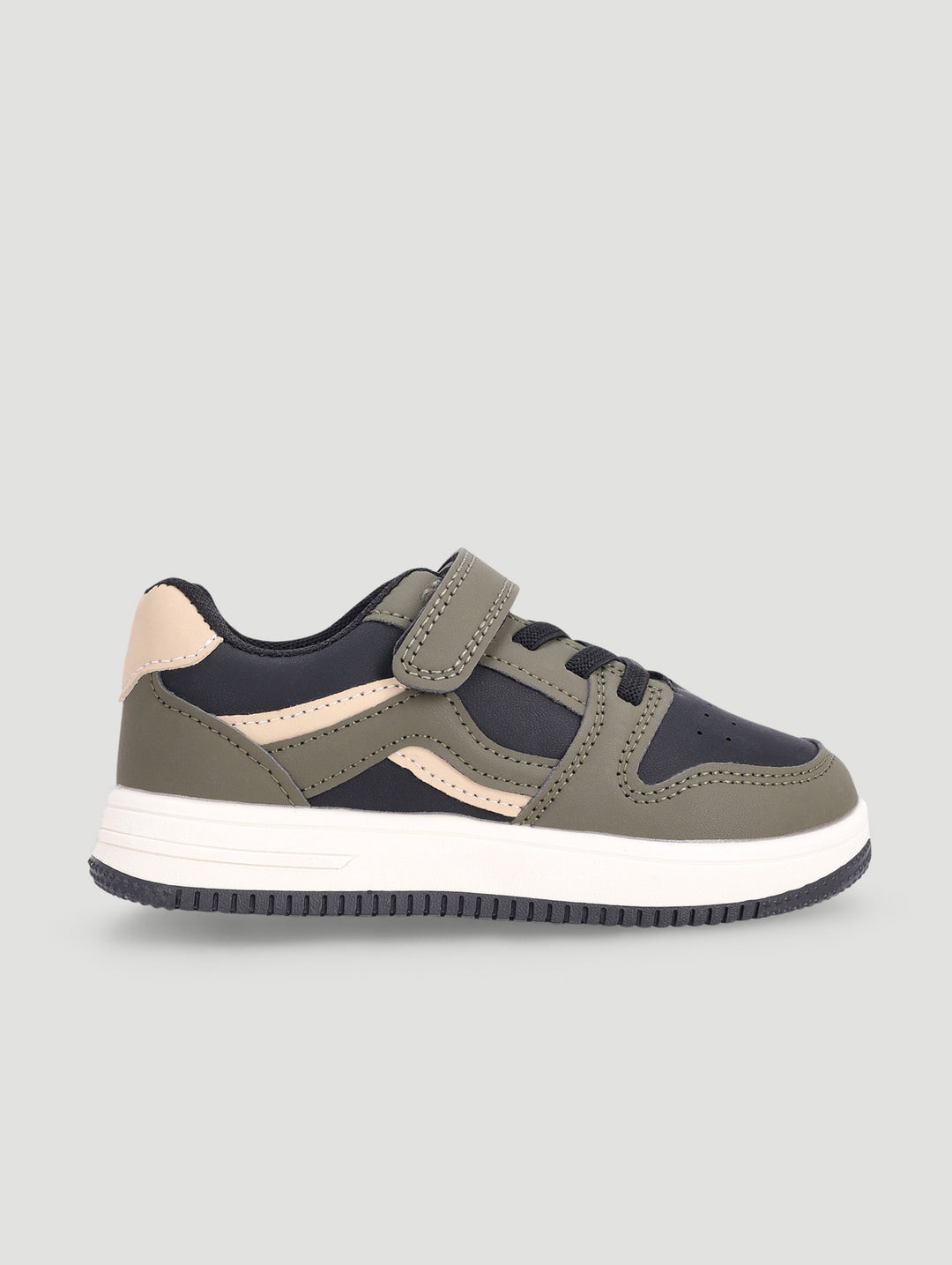 Pre-Boys Court Sneaker - Black/Olive