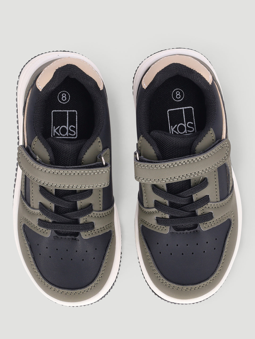 Pre-Boys Court Sneaker - Black/Olive