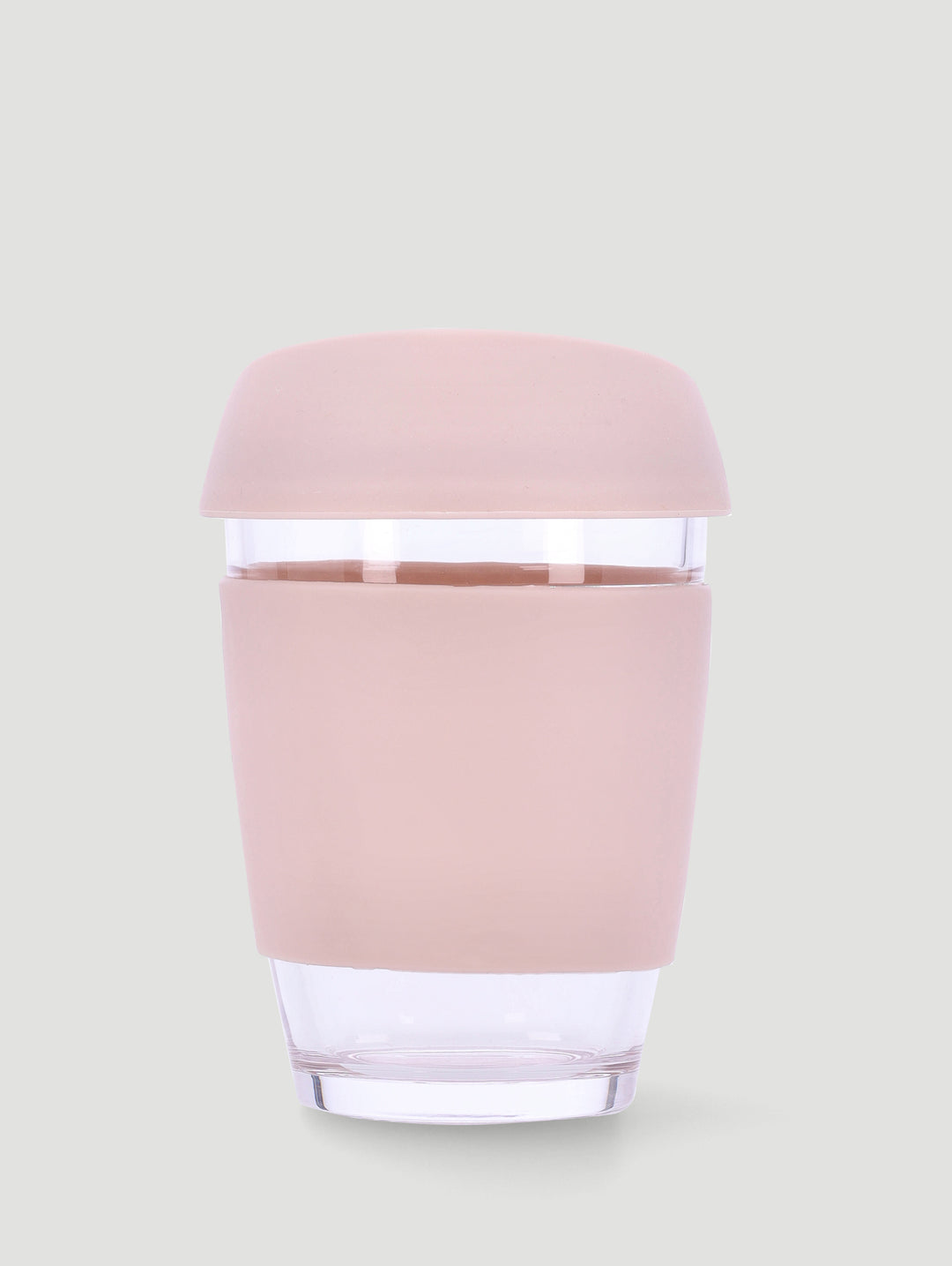 Glass Coffee Mug With Silicone Burn Guard 350ml - Beige