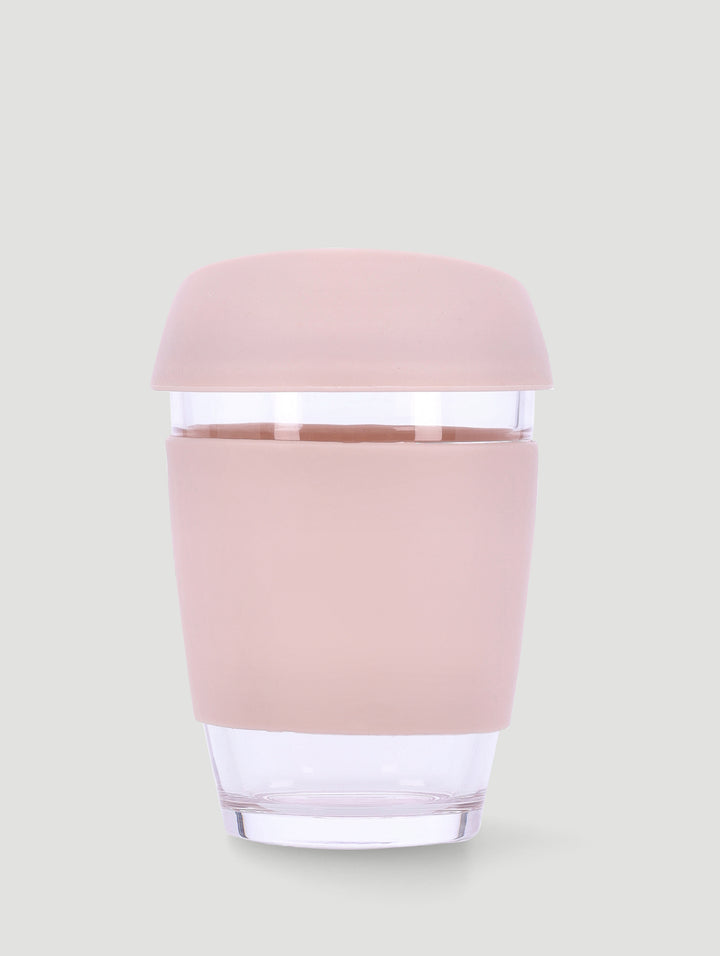 Glass Coffee Mug With Silicone Burn Guard 350ml - Beige