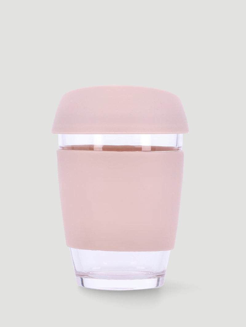Glass Coffee Mug With Silicone Burn Guard 350ml - Beige