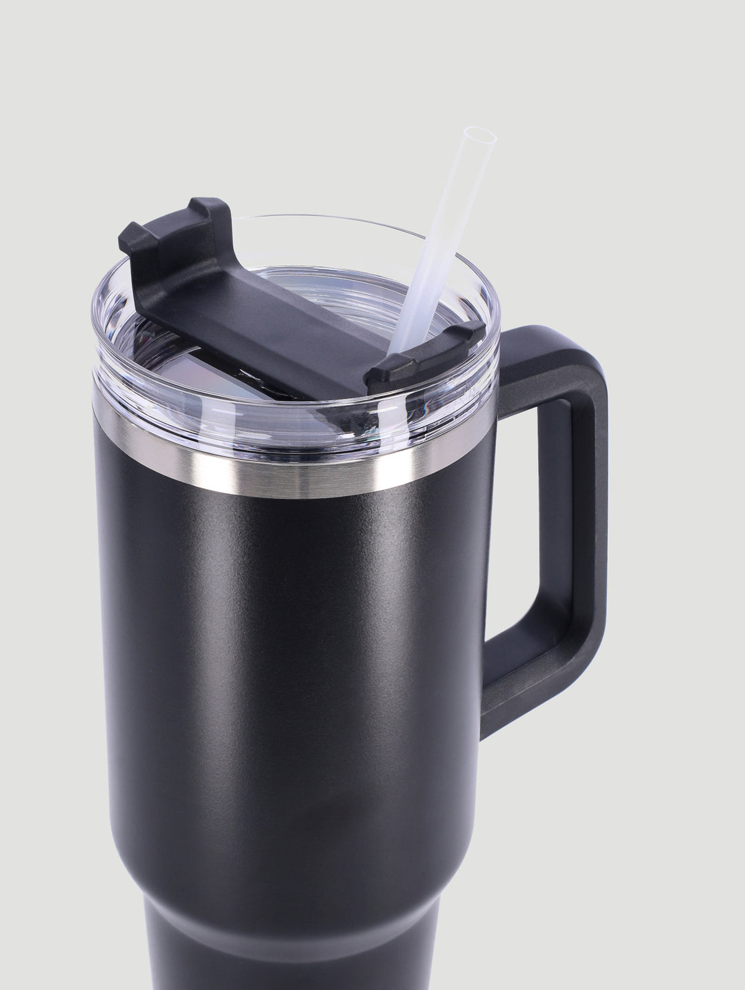 Large Metal Plain Travel Flask - Black