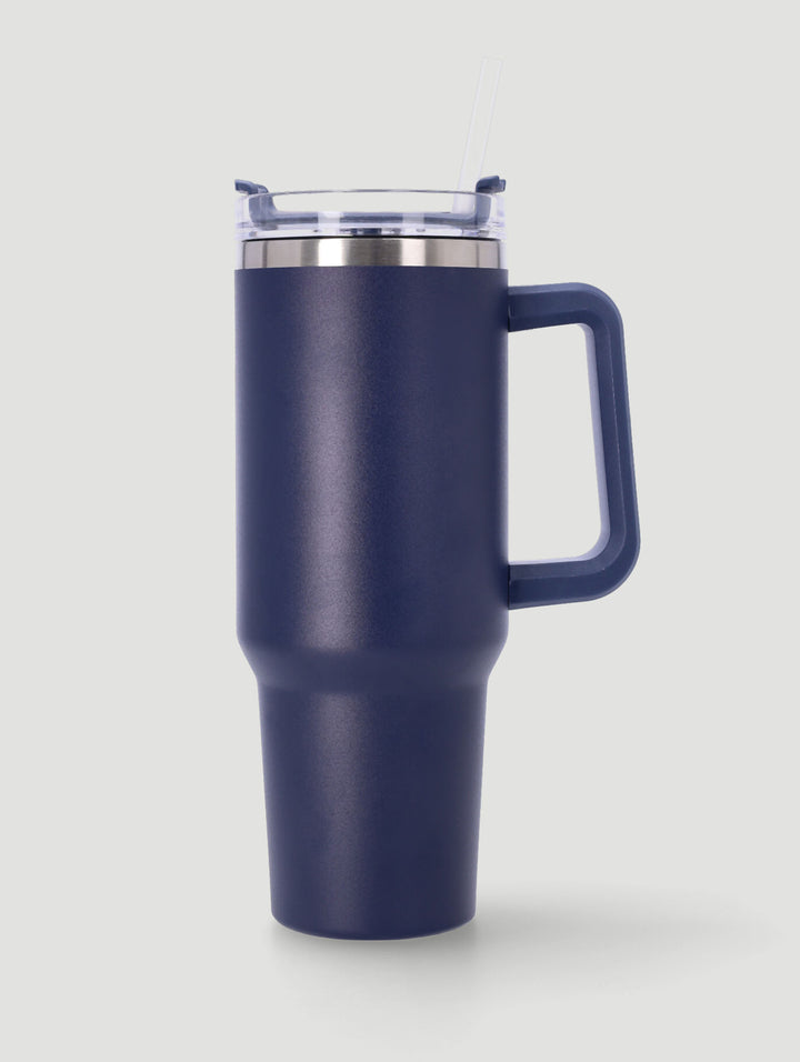Plain Large Metal Travel Flask - Navy