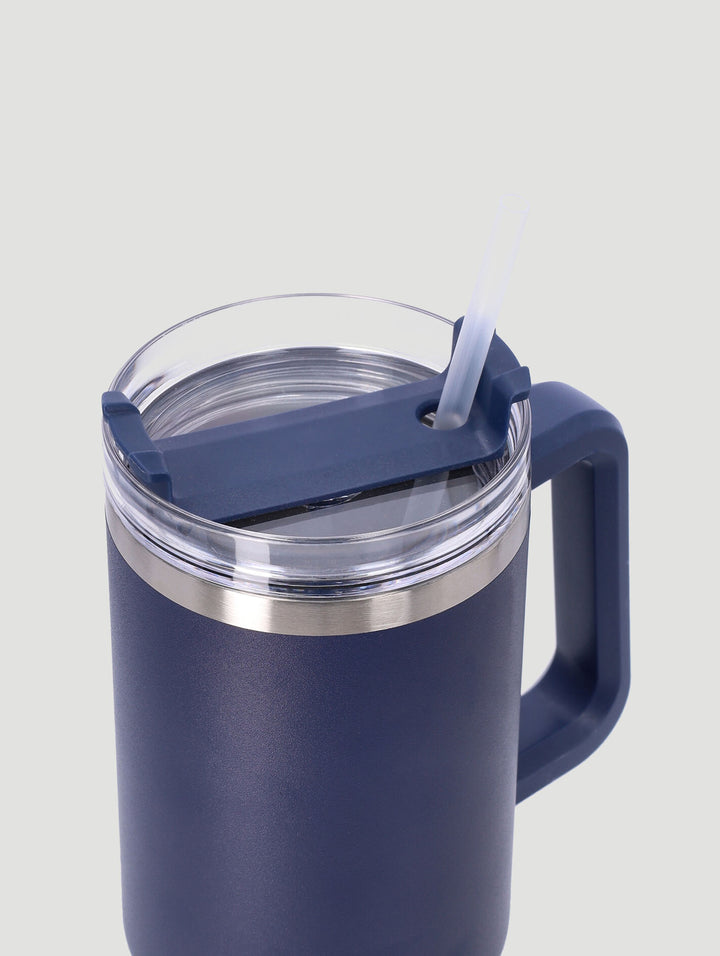 Plain Large Metal Travel Flask - Navy