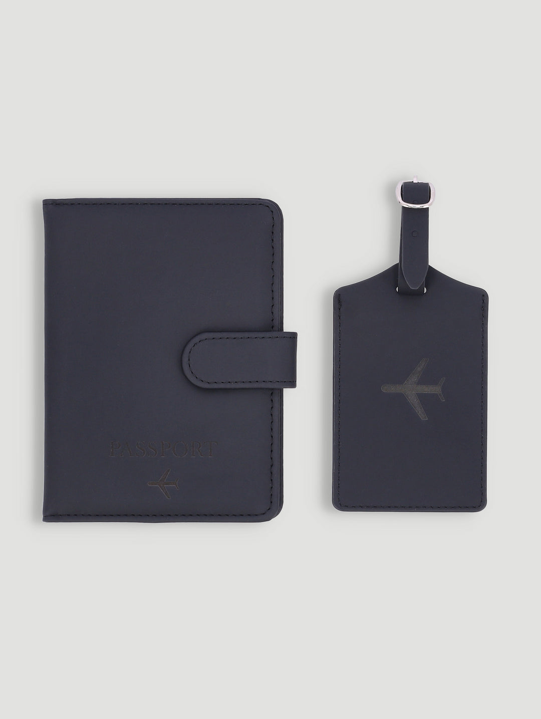 Debossed Passport & Luggage Tag - Black