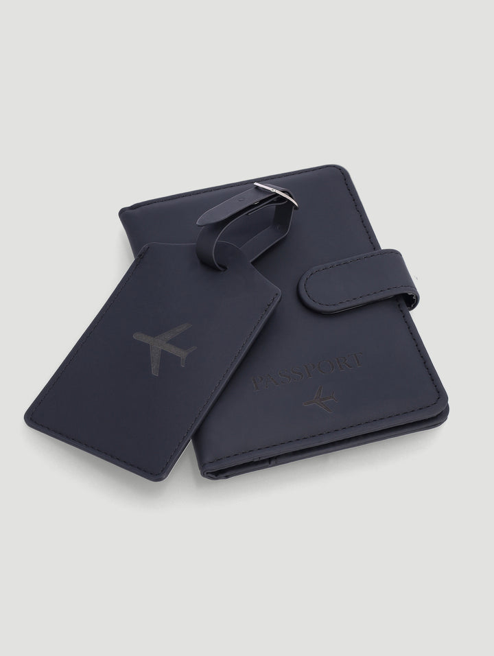 Debossed Passport & Luggage Tag - Black