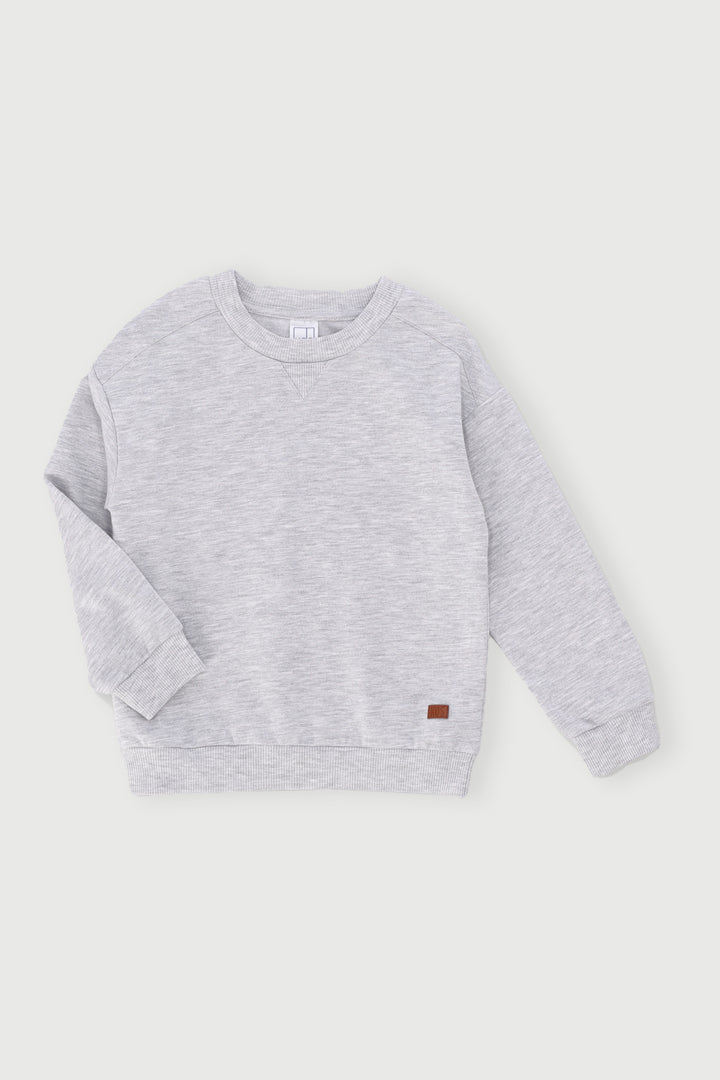 Pre-Boys Fleece Crew Top - Ice Melange