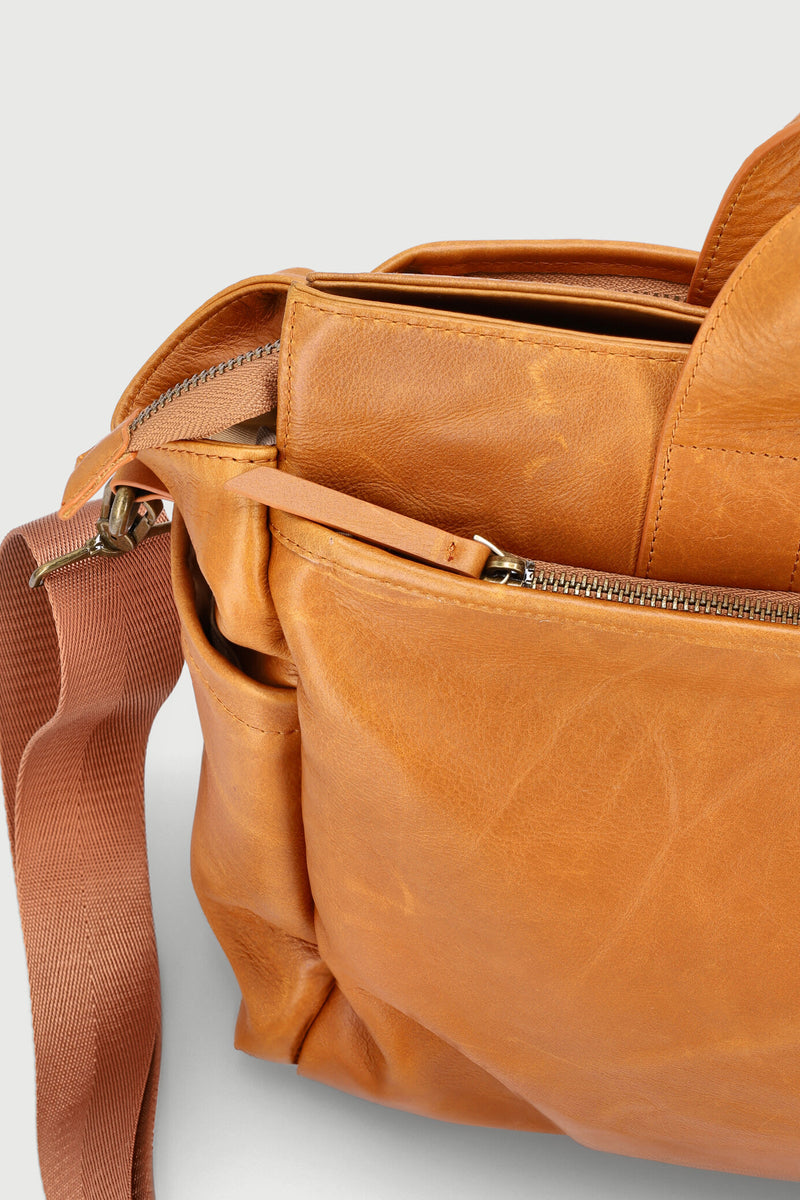 Keedo Genuine Leather Nappy Bag - Brown