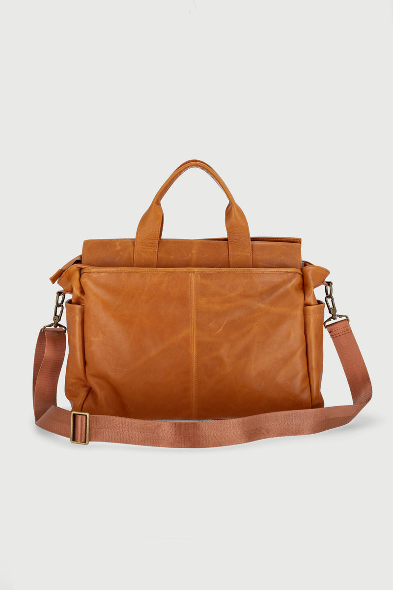 Keedo Genuine Leather Nappy Bag - Brown