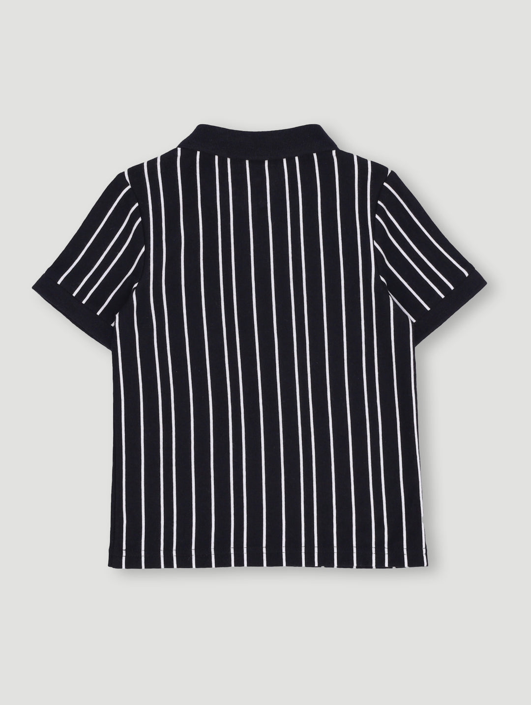 Pre- Boys Short Sleeve 1/4 Zip Stripe Golfer - Black