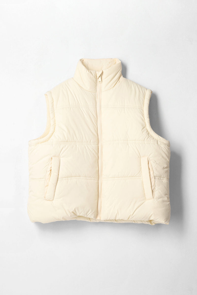 Girls Oversized Gilet Puffer - Butter Yellow