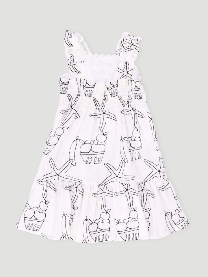 Pre-Girls Shell Tiered Sun Dress - Off White