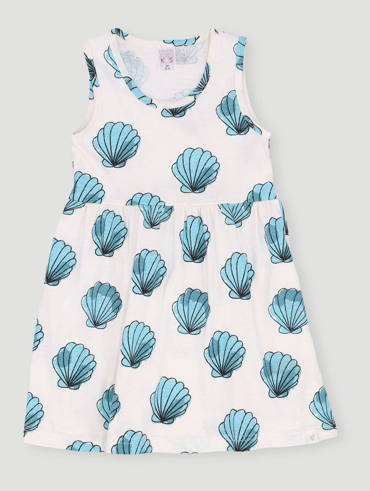 Pre- Girls Sleeveless All Over Print Shell Dress - White