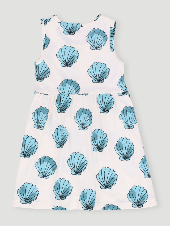 Pre- Girls Sleeveless All Over Print Shell Dress - White
