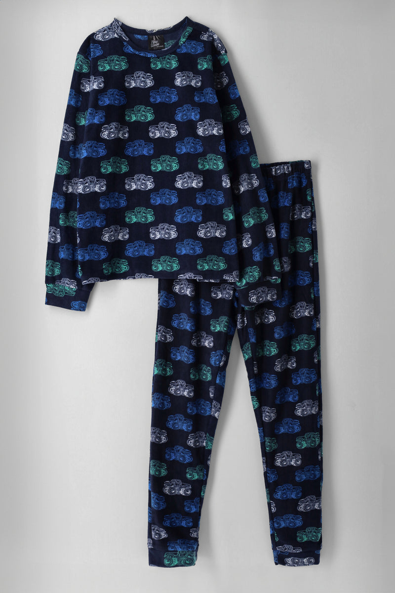 Monster Truck Print Sleep Set - Navy
