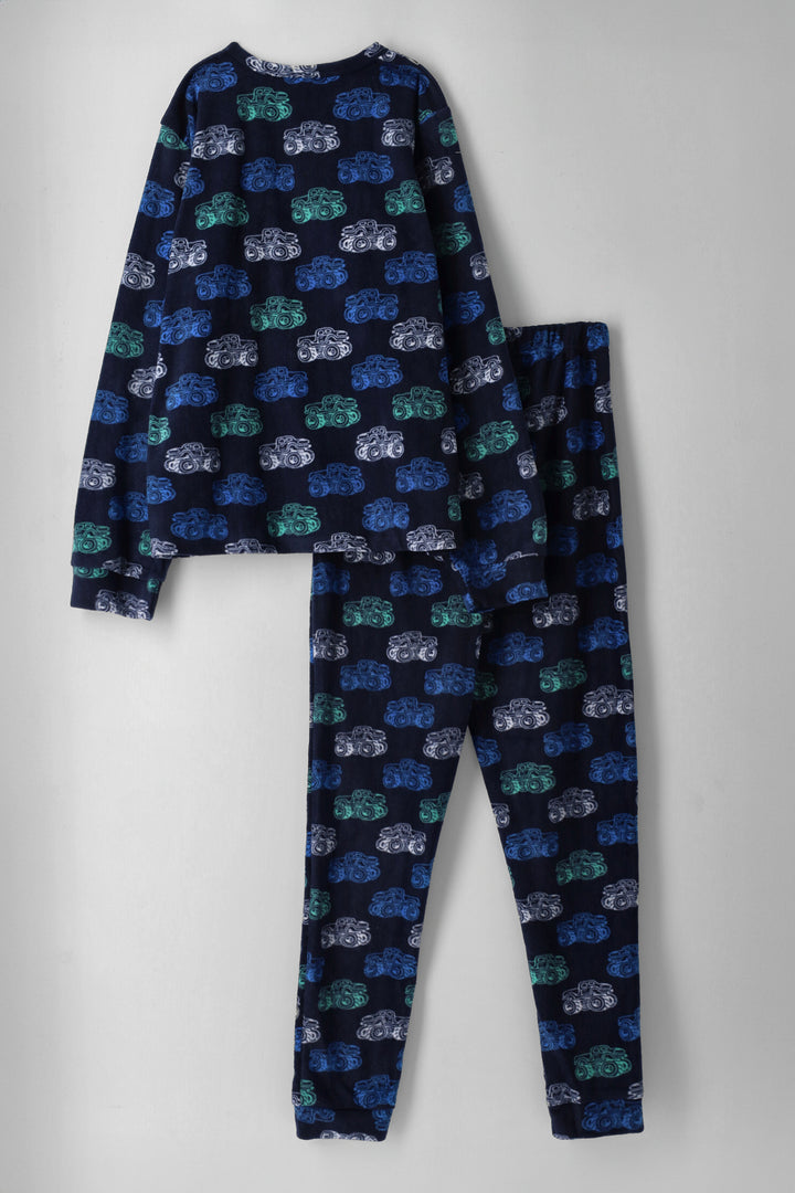 Monster Truck Print Sleep Set - Navy