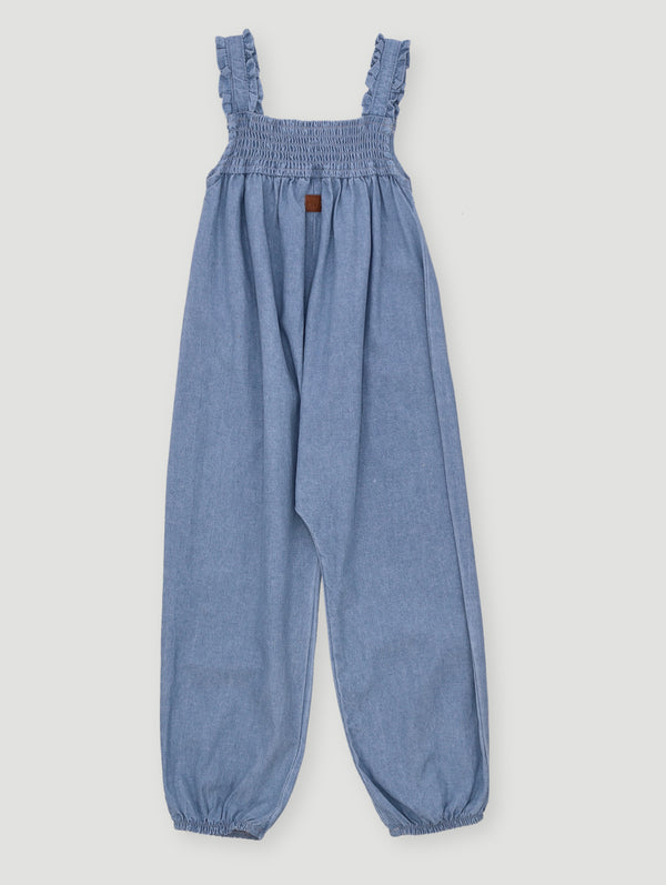 Pre-Girls Keedo Girls Embroidered Jumpsuit- Denim