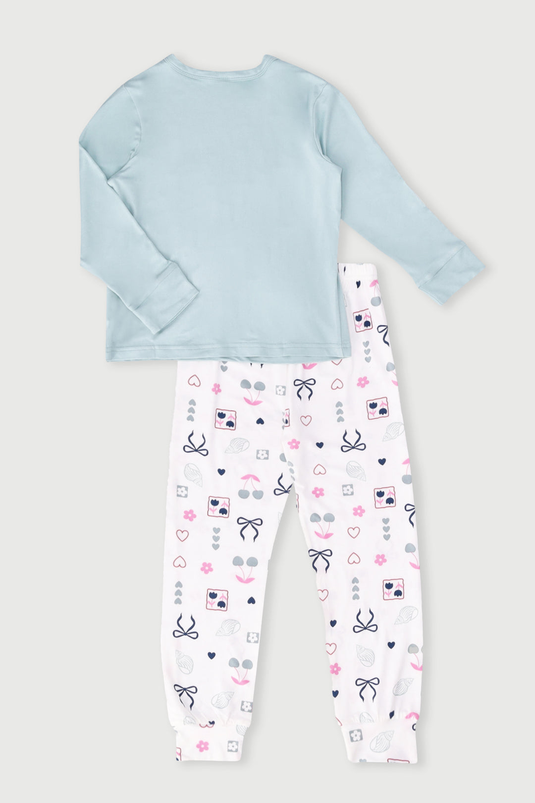 Pre-Girls Long Sleeve Bows & Shells Sleep Set - Sage