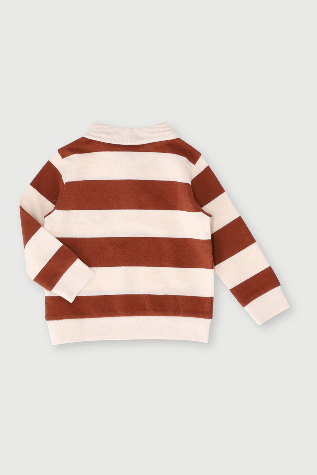 Baby Boys Long Sleeve Thick Stripe Golfer Jersey - Tan