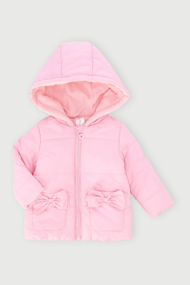 Baby Girls Faux Fur Puffer Jacket - Pink