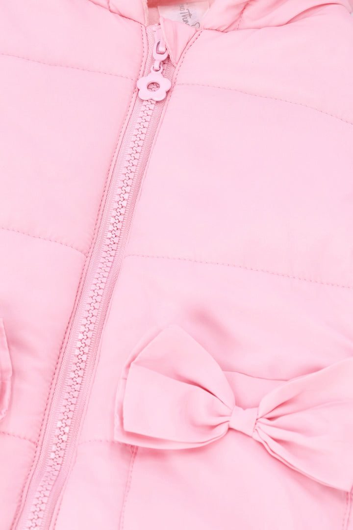 Baby Girls Faux Fur Puffer Jacket - Pink