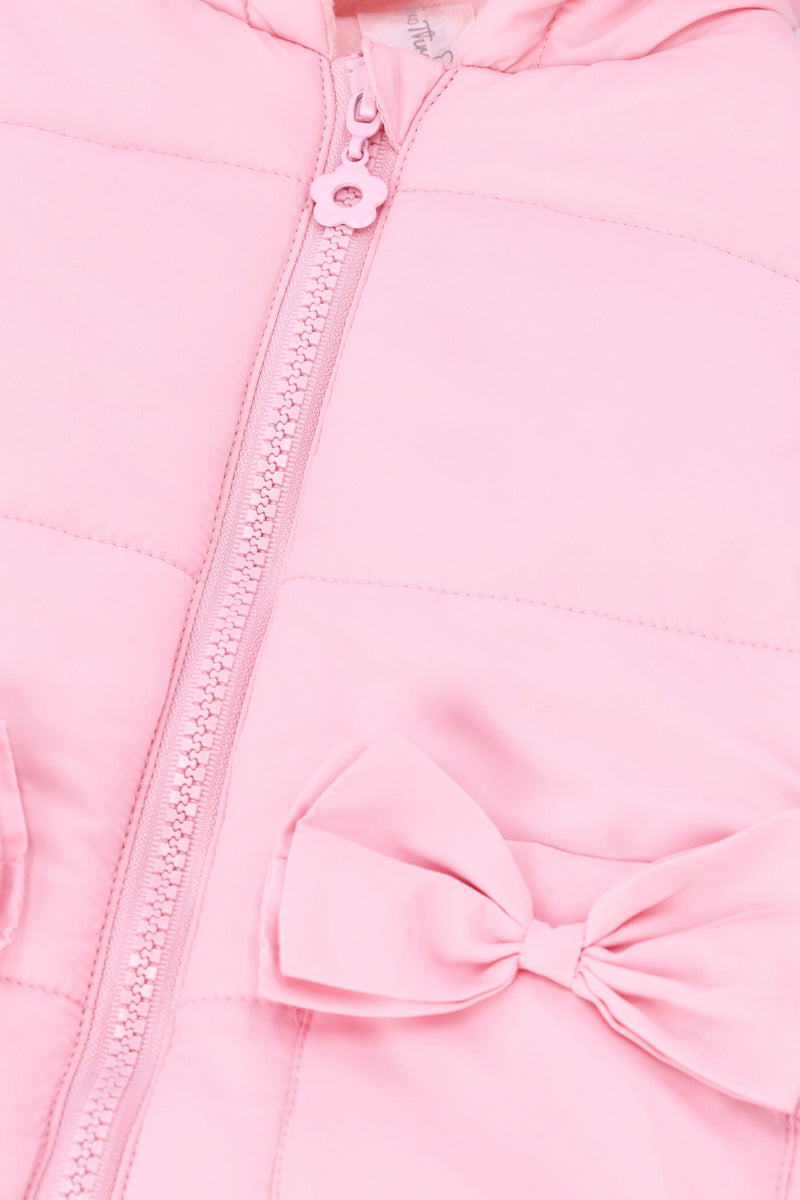 Baby Girls Faux Fur Puffer Jacket - Pink