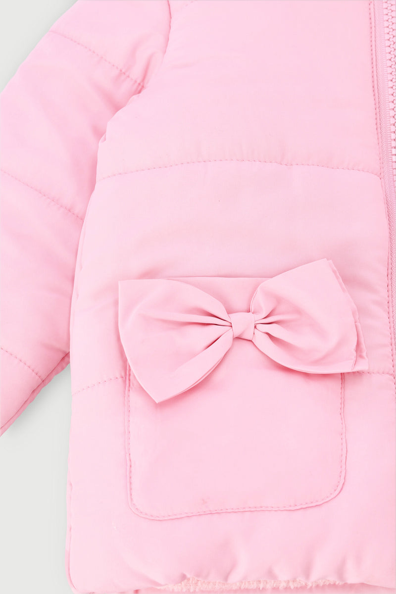 Baby Girls Faux Fur Puffer Jacket - Pink
