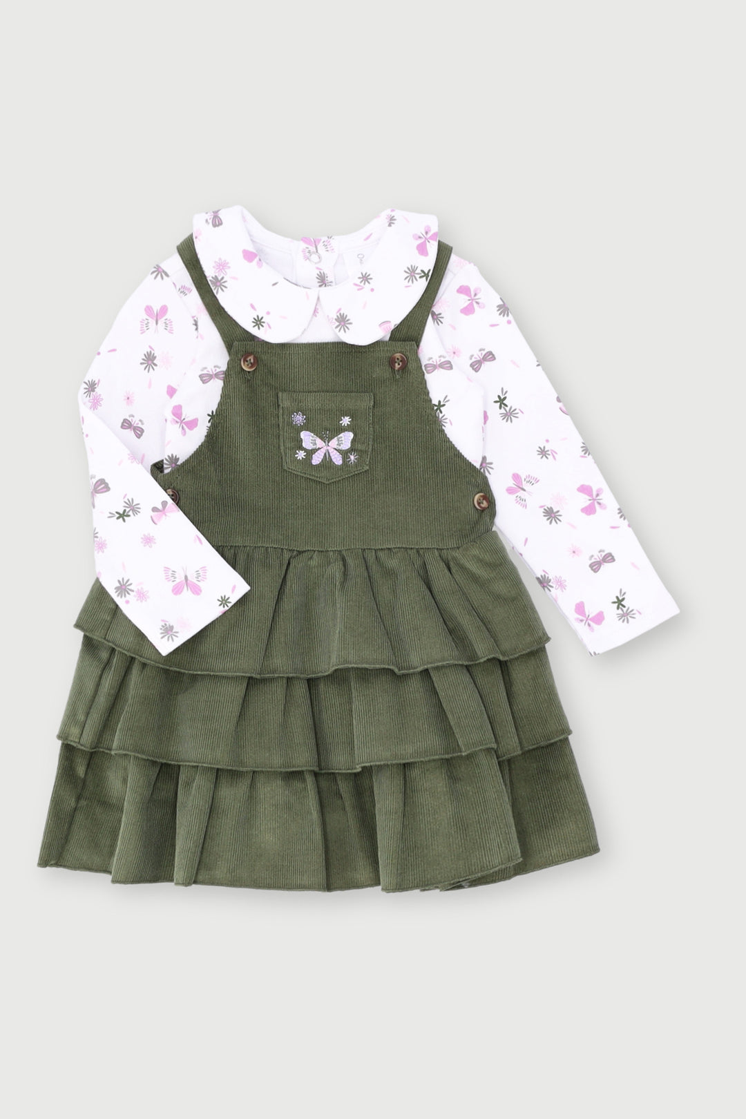 Baby Girls Corduroy Pinafore Dress - Olive  Edgars