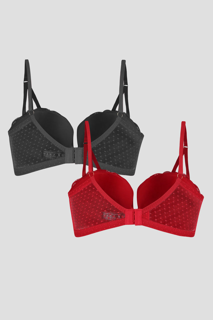 2 Pack Lace Longline Bra - Multi