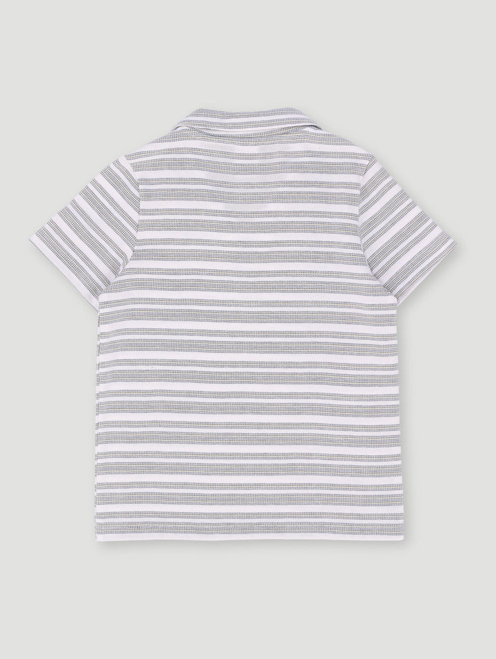 Pre-Boys Jacquard Textured Stripe Goler - Cream