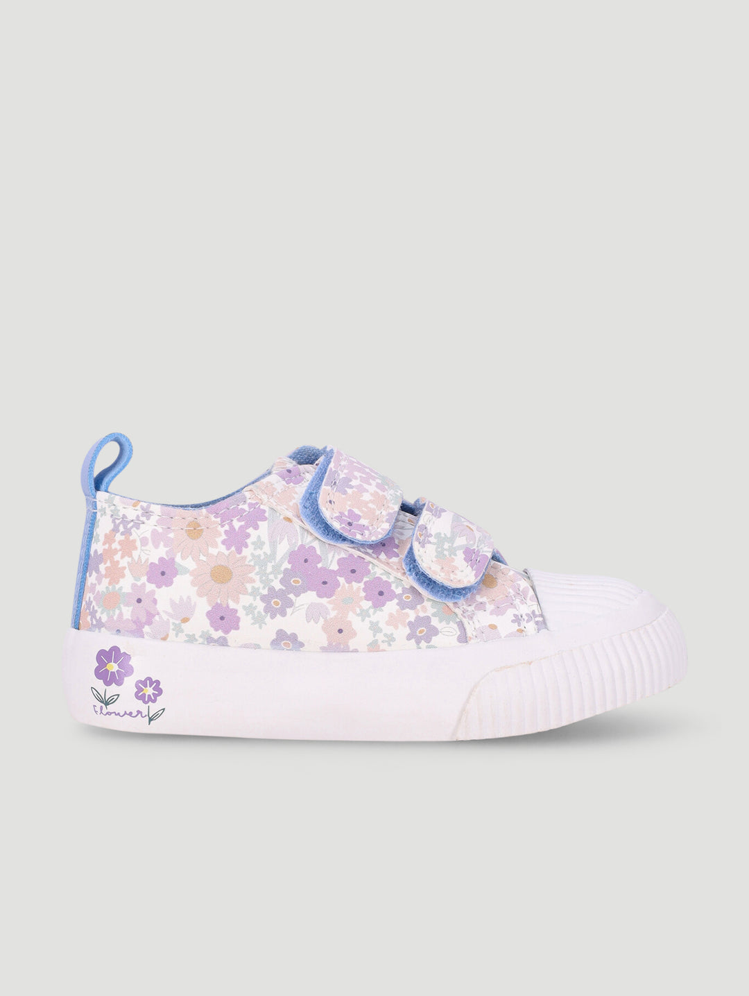 Pre-Girls Floral Print Vulcanised Sneaker - Lilac