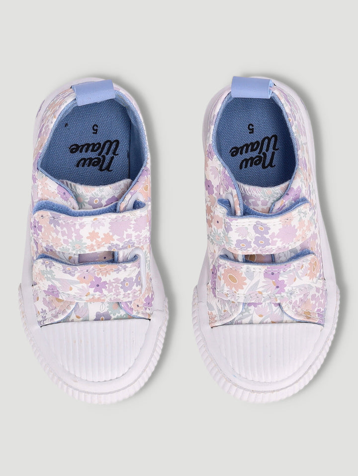 Pre-Girls Floral Print Vulcanised Sneaker - Lilac