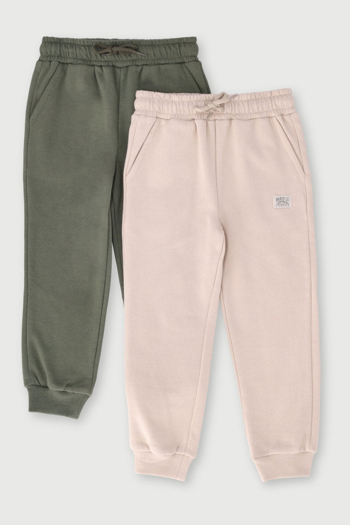 Pre-Boys 2 Pack Fleece Jogger - Olive/Granite