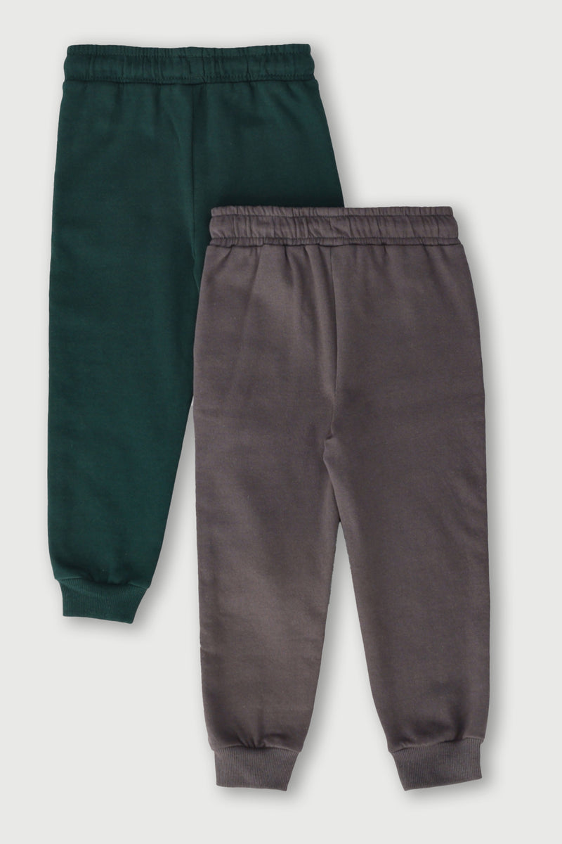 Pre-Boys 2 Pack Fleece Jogger - Dark Green/Dark Grey